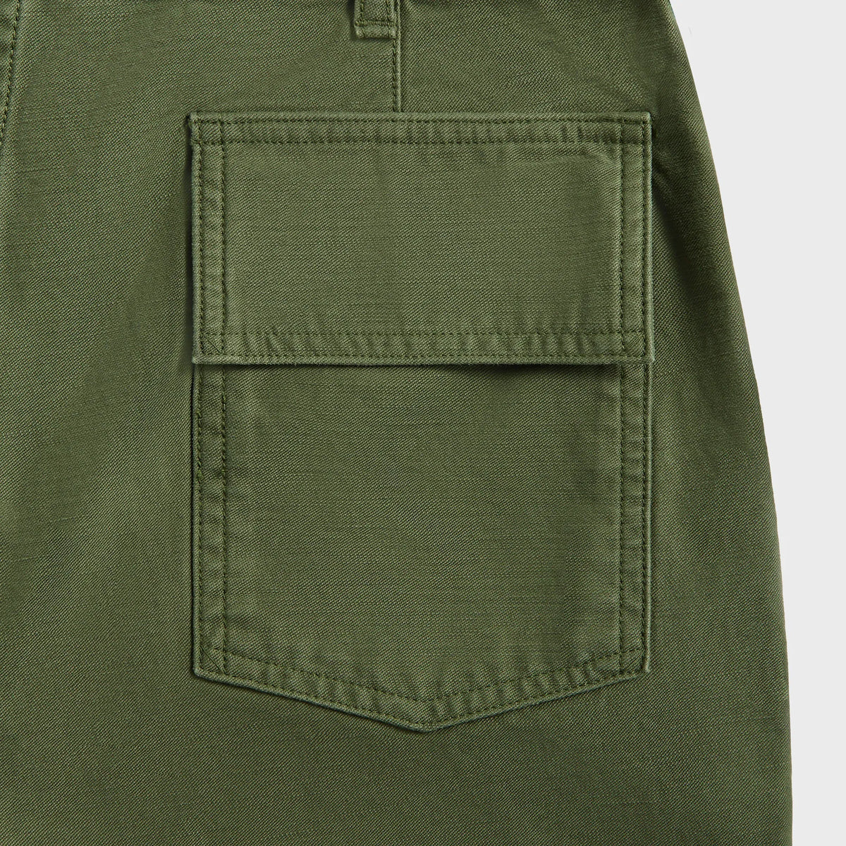Auralee Washed Baggy Satin Bleached Baker Pants - Olive Green
