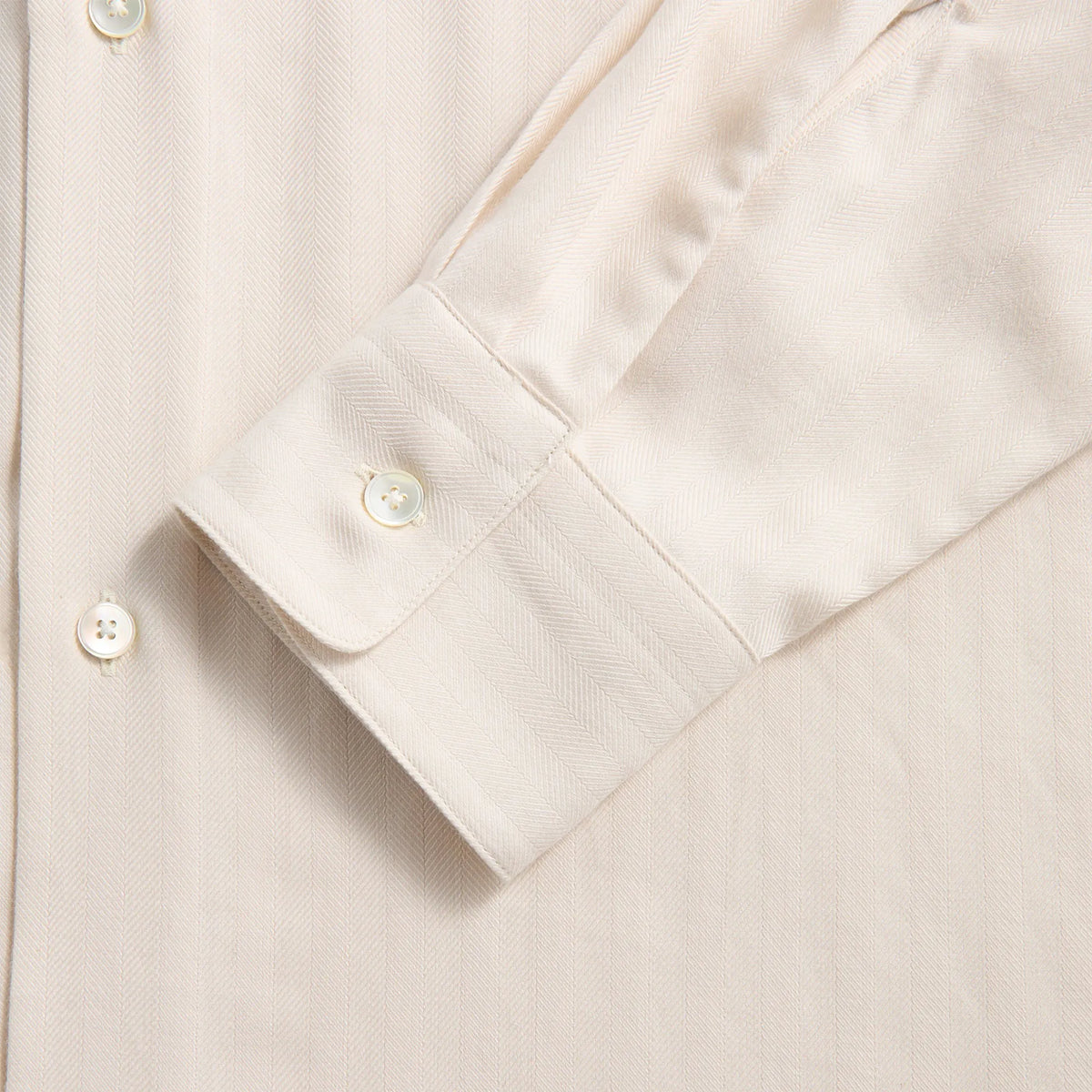 Auralee Cotton Cashmere Herringbone Shirt - Ivory White