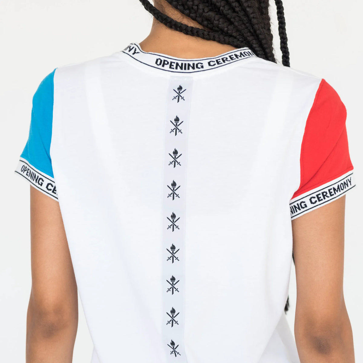 Opening Ceremony Logo Trim Fem Tee - White / Blue / Red