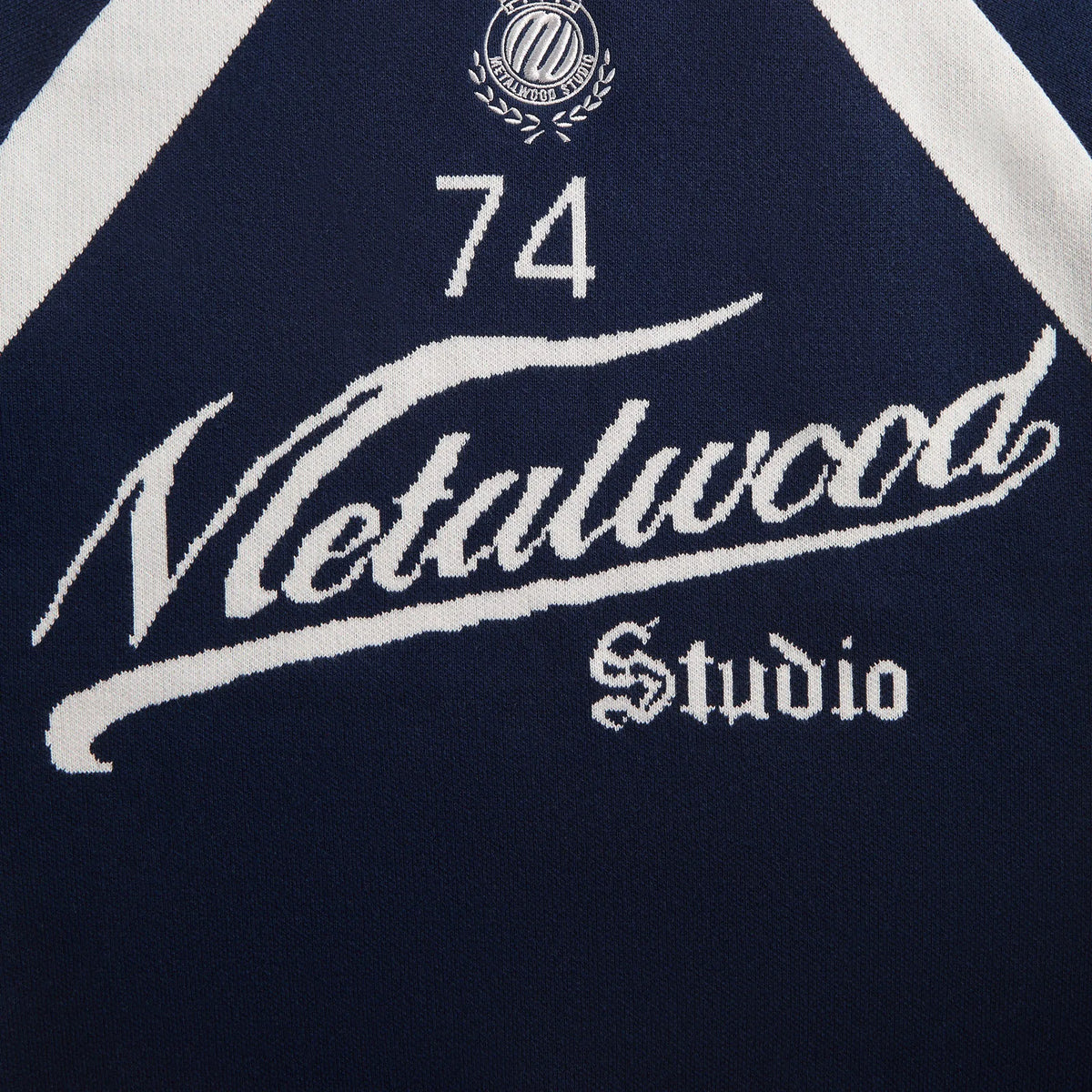 Metalwood Knit Football Top - Navy
