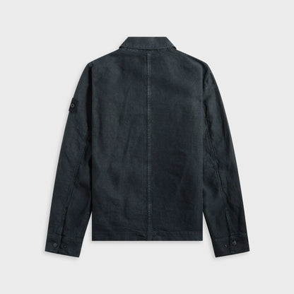 Stone Island Diagonal Linen Garment Dyed Ghost Piece - Navy Blue