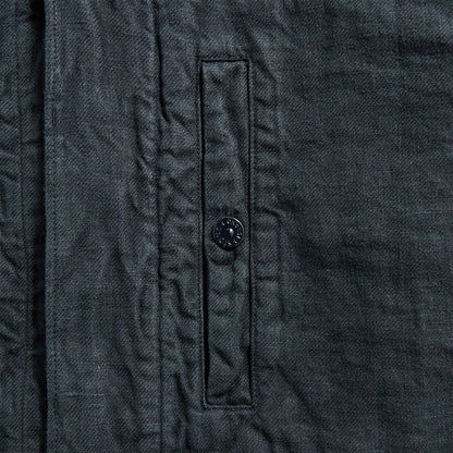 Stone Island Diagonal Linen Garment Dyed Ghost Piece - Navy Blue
