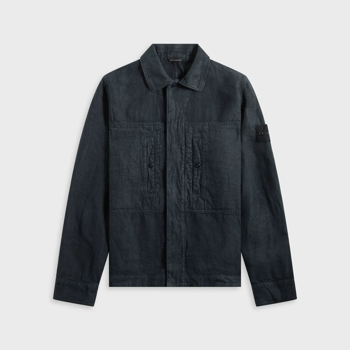 Stone Island Diagonal Linen Garment Dyed Ghost Piece - Navy Blue
