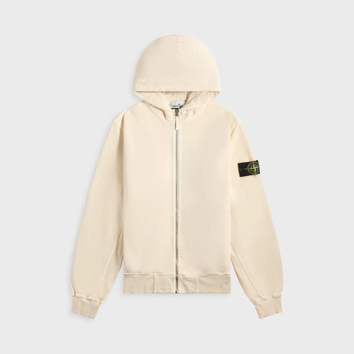 Stone Island Malfile Fleece Garment Dyed Old Effect Zip Hoodie - Biege
