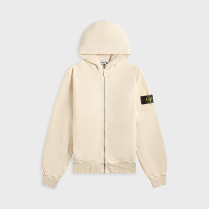 Stone Island Malfile Fleece Garment Dyed Old Effect Zip Hoodie - Biege