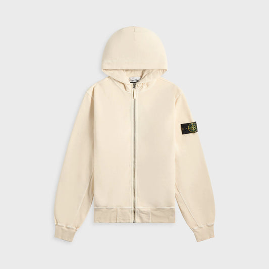Stone Island Malfile Fleece Garment Dyed Old Effect Zip Hoodie - Biege