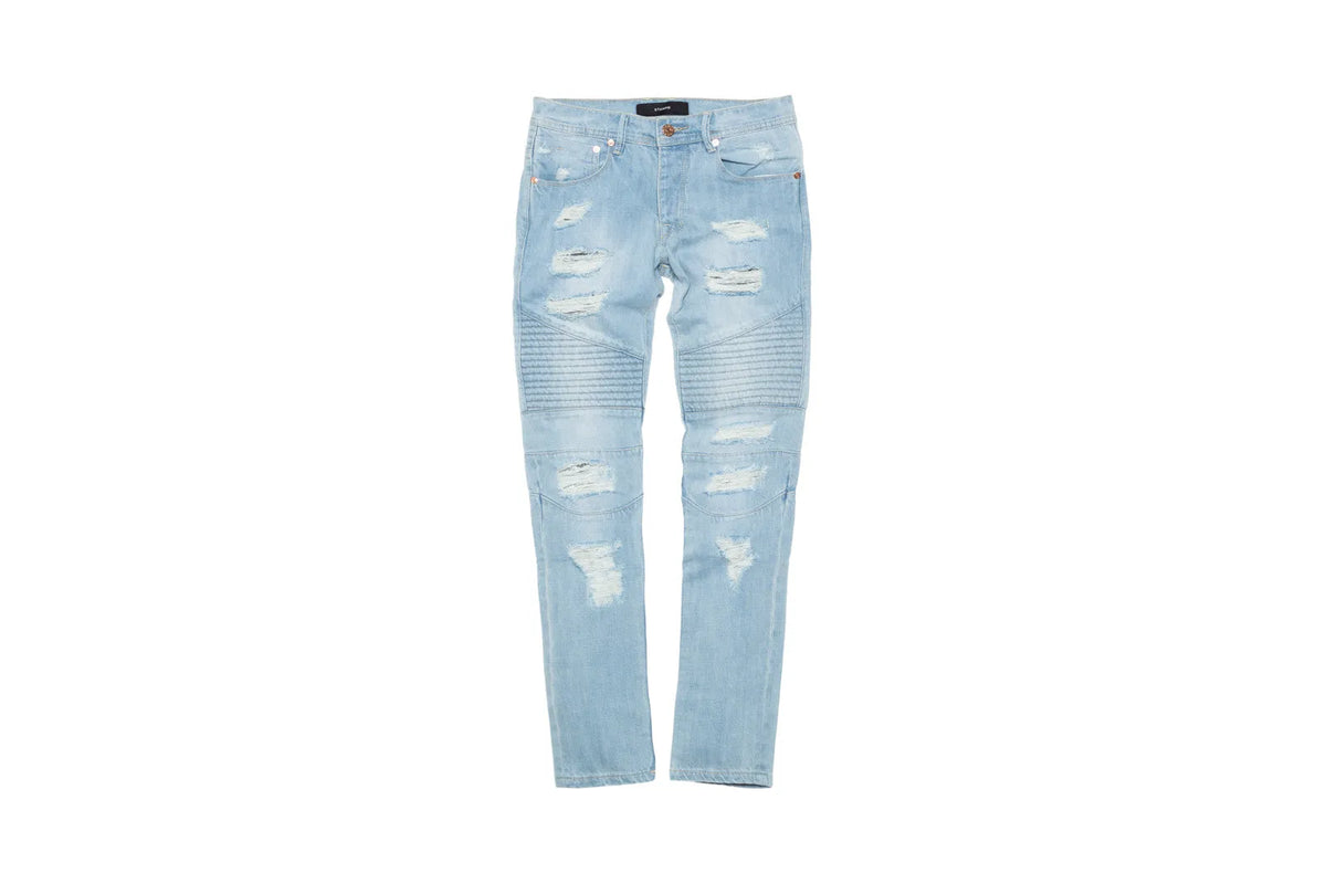 Stampd Distressed Moto Denim - Indigo
