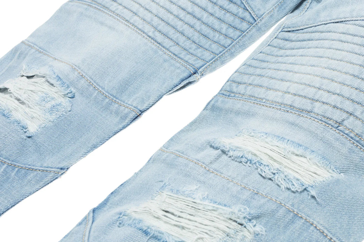 Stampd Distressed Moto Denim - Indigo