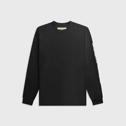 Metalwood Long Sleeve Moto Crewneck Top - Black
