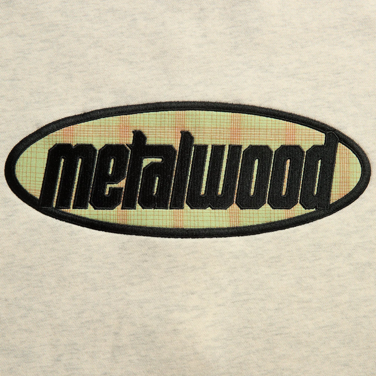 Metalwood Plaid Oval Logo Raglan Crewneck Sweatshirt - Heather Grey