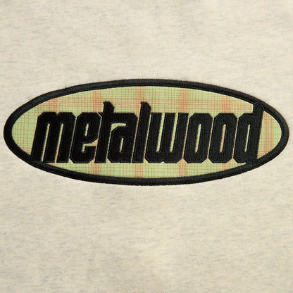 Metalwood Plaid Oval Logo Raglan Crewneck Sweatshirt - Heather Grey