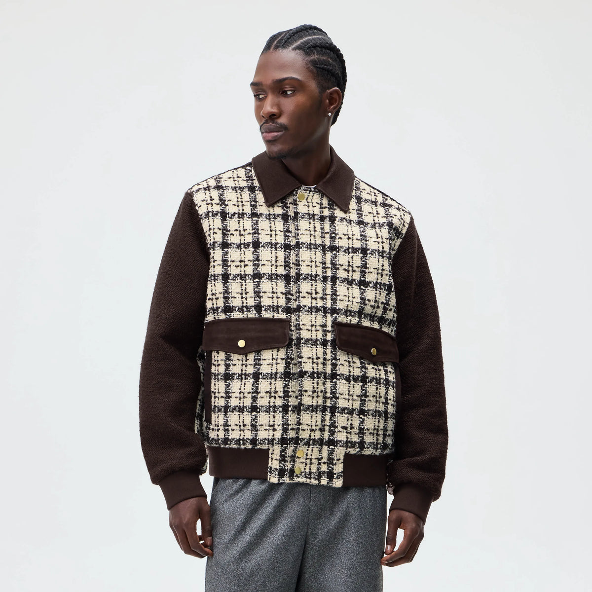 &Kin Mixed Tweed Hawthorne Flight Jacket - Sandrift