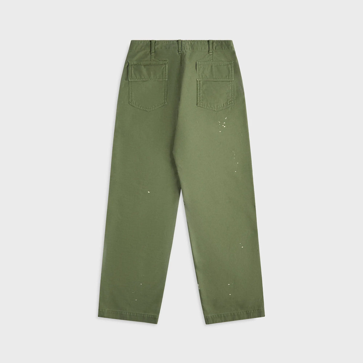 Auralee Washed Baggy Satin Bleached Baker Pants - Olive Green