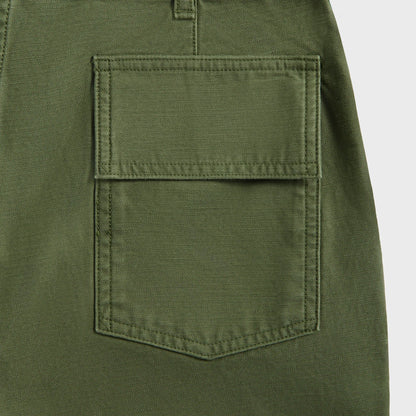 Auralee Washed Baggy Satin Bleached Baker Pants - Olive Green