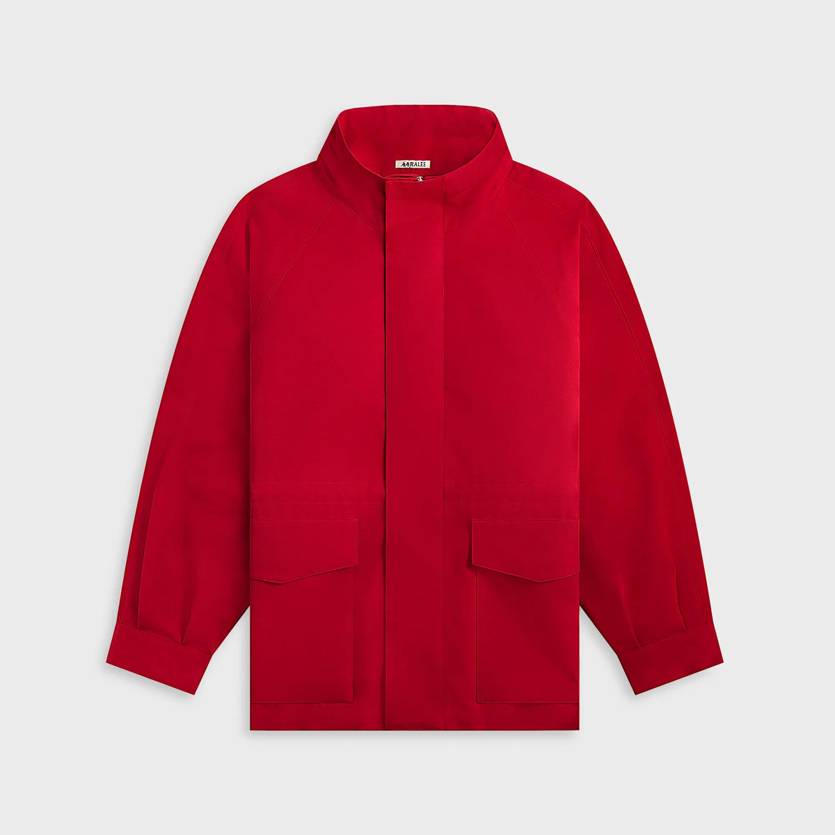 Auralee Wool Max Canvas High Neck Zip Blouson - Red