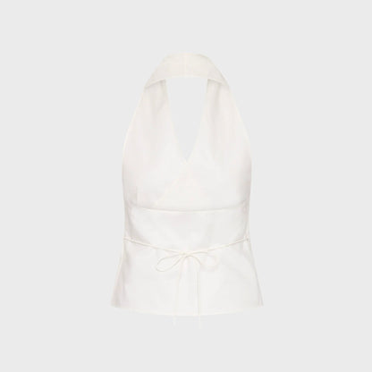St. Agni Oxford Wrap Top - White