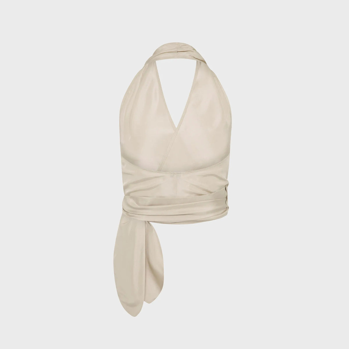 St. Agni Silk Halter Wrap Top - Soft Ash