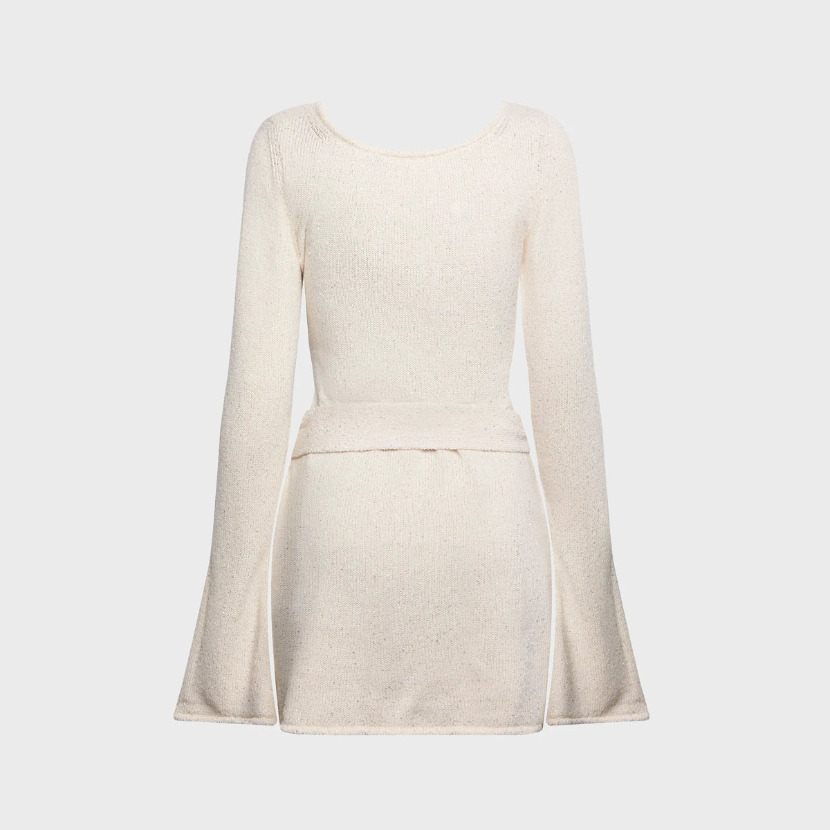 Asta Resort Maya Long Sleeve Mini Belted Dress - Salt Sequin