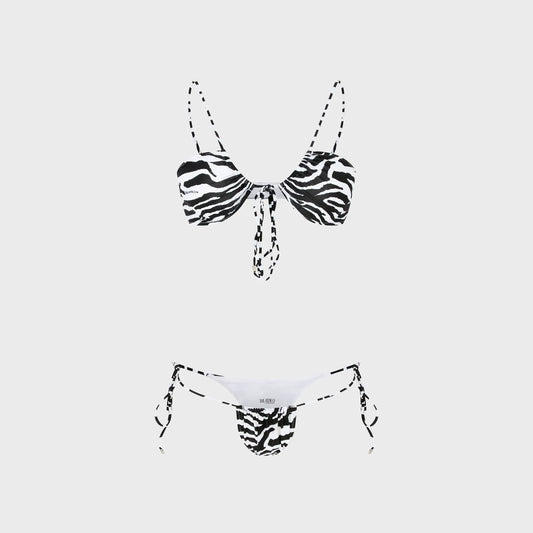 The Attico Zebra Stripe Bikini Set - Black / White