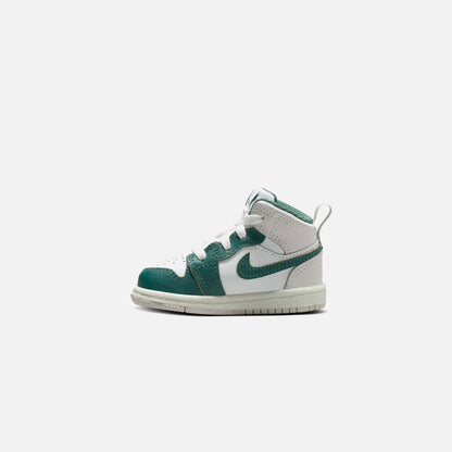 Jordan TD Air Jordan 1 Mid SE - White / Oxidized Green / Sail / Neutral Grey
