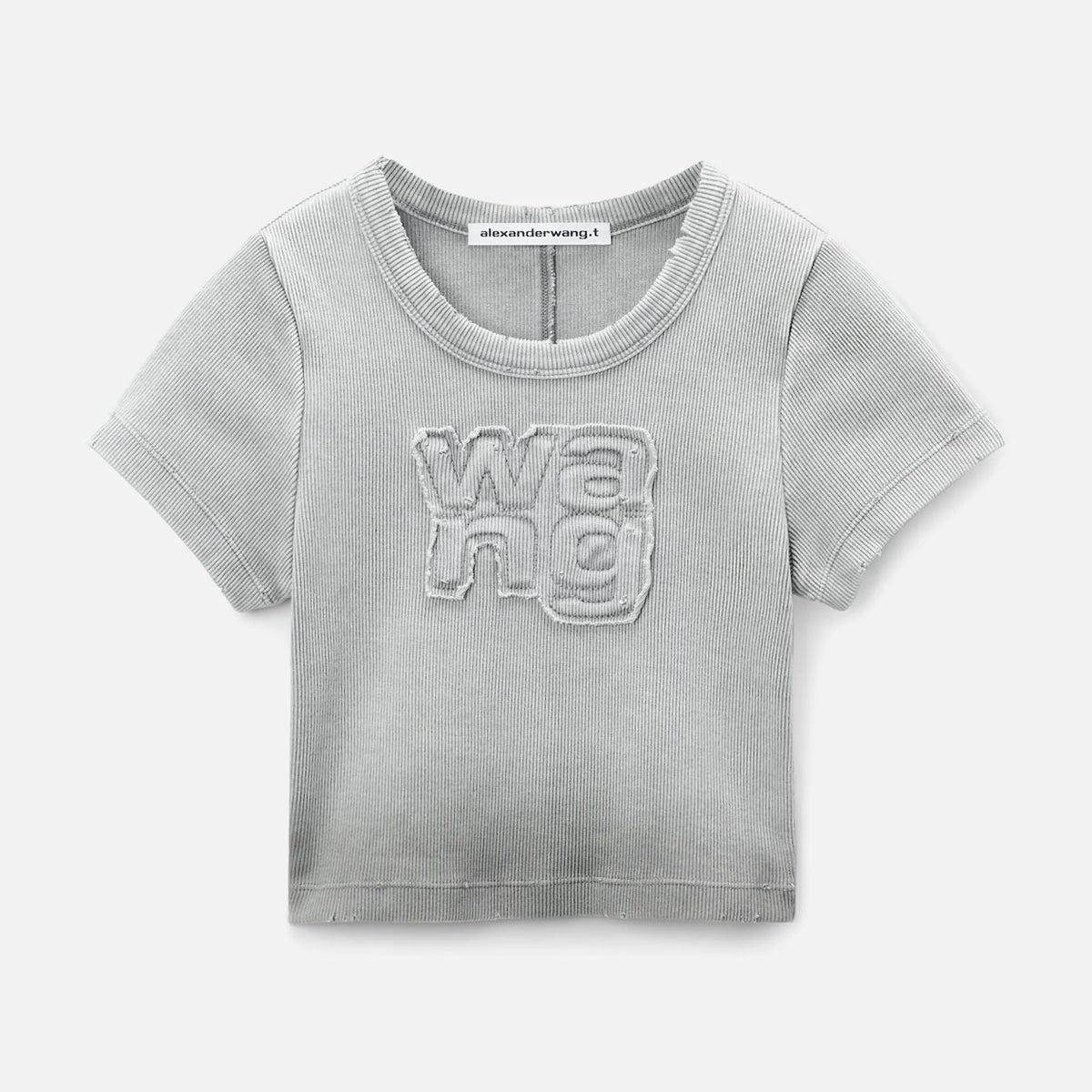 Alexander Wang Distressed Edge Rib Baby Tee - Grey