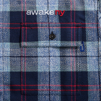 Awake NY Flannel Zip Shirt - Blue