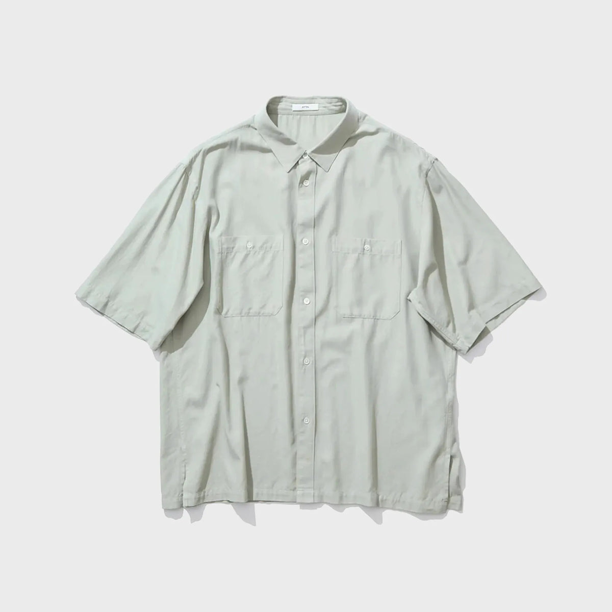 ATON Cotton Silk Viera Loose Fit Half Sleeve Shirt - Green