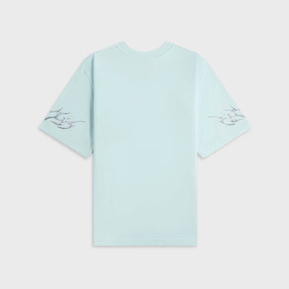 Casablanca Blades Printed Oversized Tee - Pale Blue