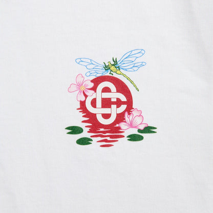 Casablanca Dragonfly Floral Printed Oversized Tee Jersey - White