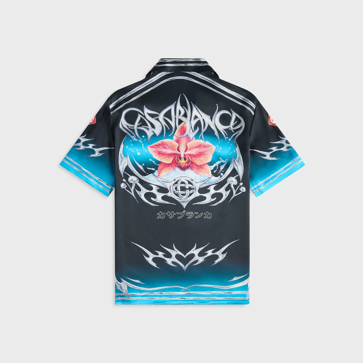 Casablanca Cuban Collar Short Sleeve Shirt - Black