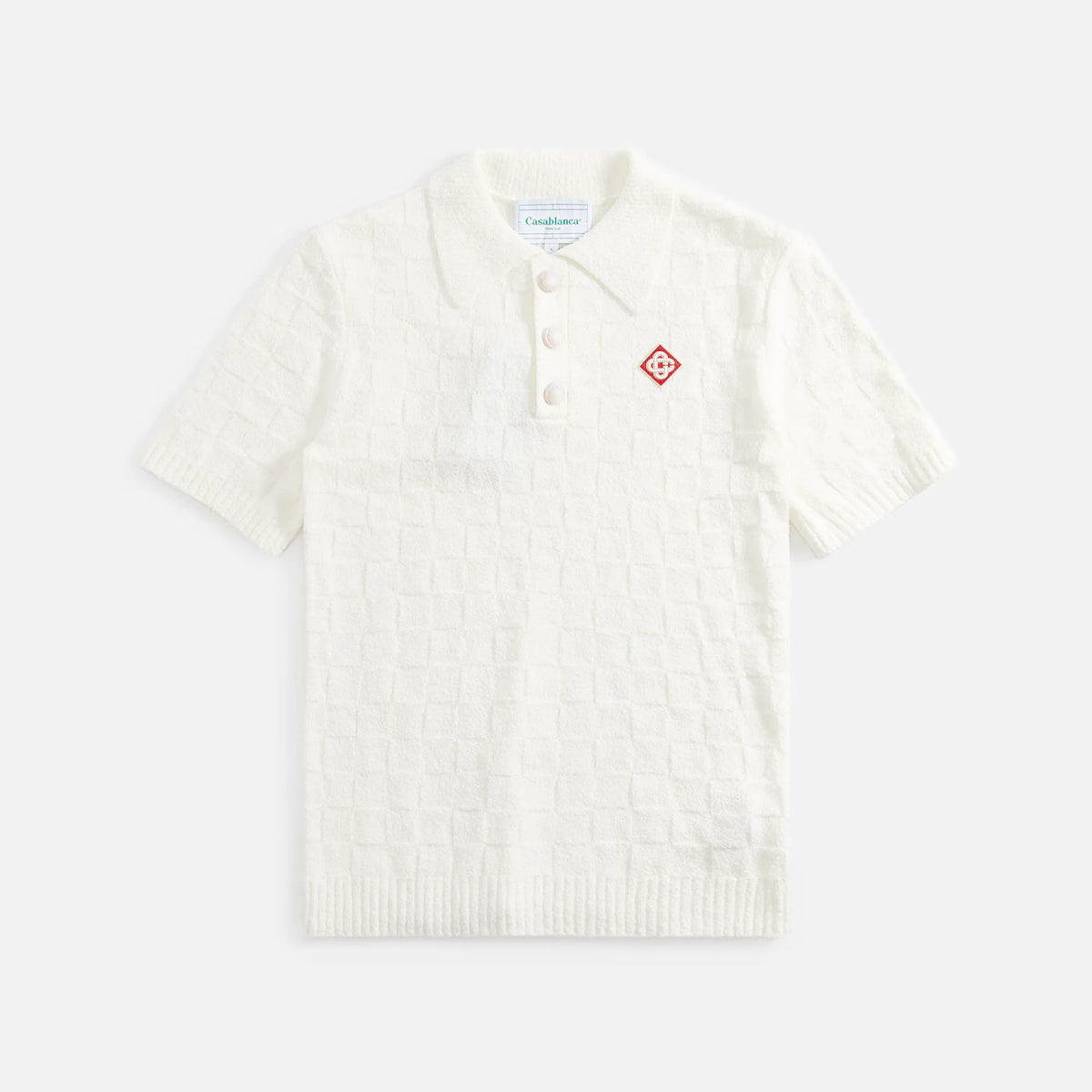 Casablanca Checked Yoke Boucle Polo - White