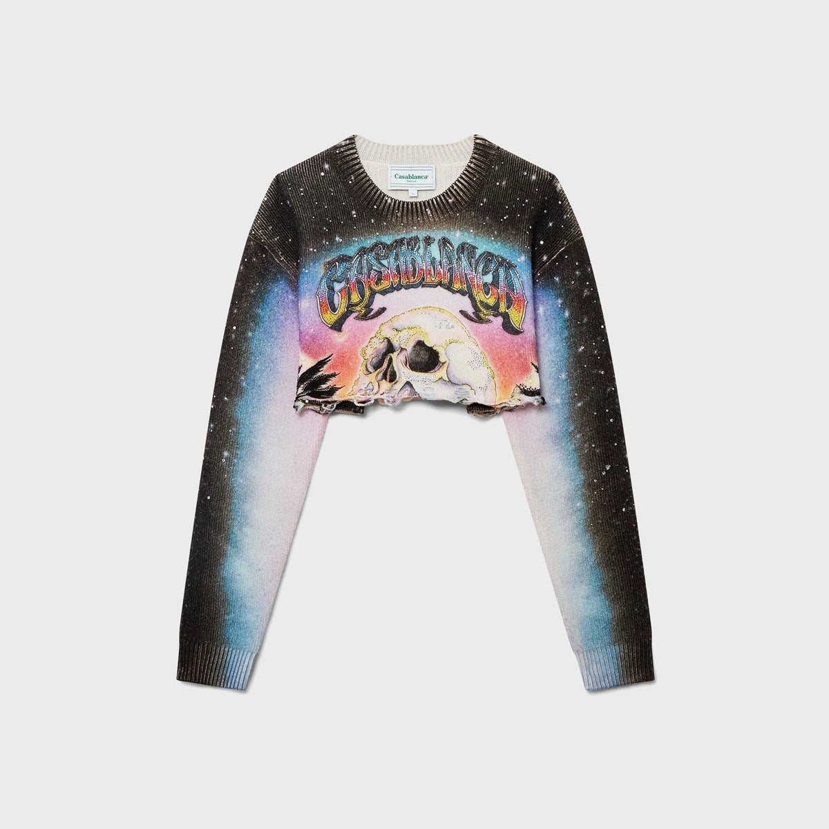 Casablanca Printed Embellished Cropped Sweatshirt - La Premonition