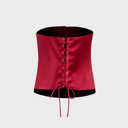 GUIZIO Satin Corset - Bordeaux