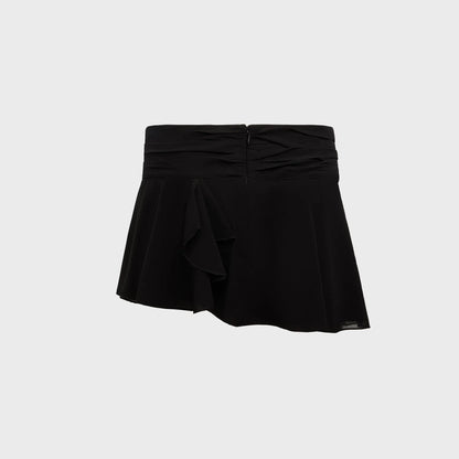 GUIZIO Chiffon Slit Mini Skirt - Black