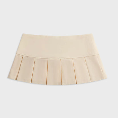 GUIZIO Pleated Micro Mini Skirt - Ivory