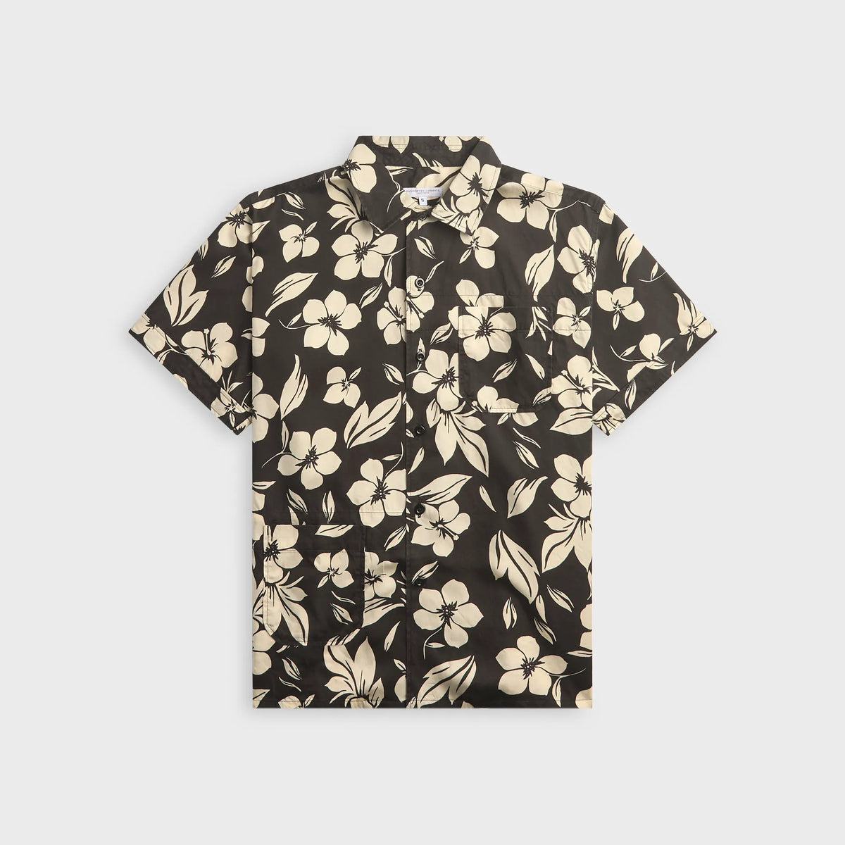Engineered Garments Tencel Floral Print Camp Shirt - Black / Natural