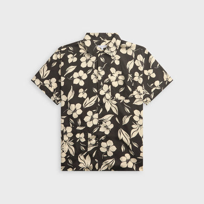 Engineered Garments Tencel Floral Print Camp Shirt - Black / Natural