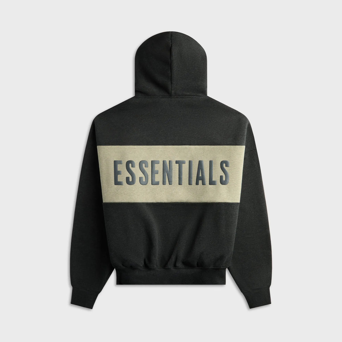 Essentials Cropped Relaxed Paneled Hoodie - Iron Grey Heather / Seal Heather
