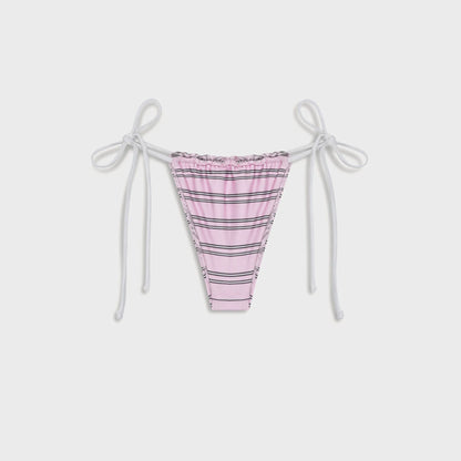 Frankies Bikinis Reversible Tia Satin Bottom - Pink Stripe