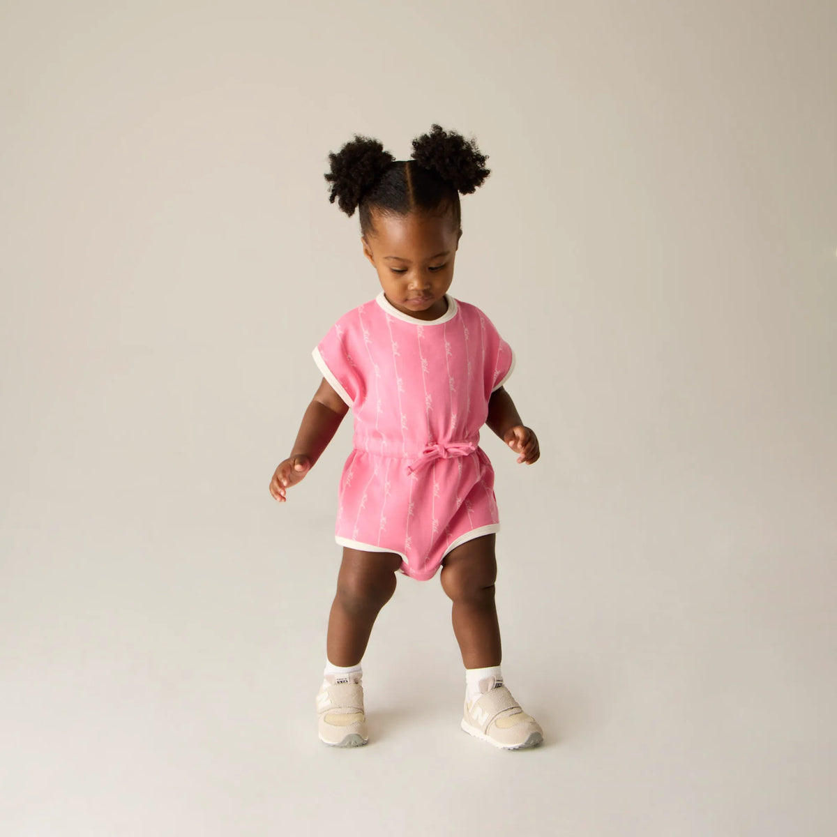 Kith Baby Script Knit Romper - Peony