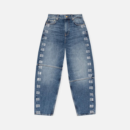 Ganni Sparkle Logo Denim Stary - Tint Wash