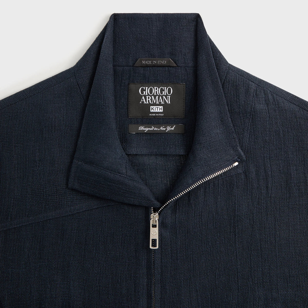 Giorgio Armani & Kith Open Weave Colton Zip-Up Shirt - Nocturnal