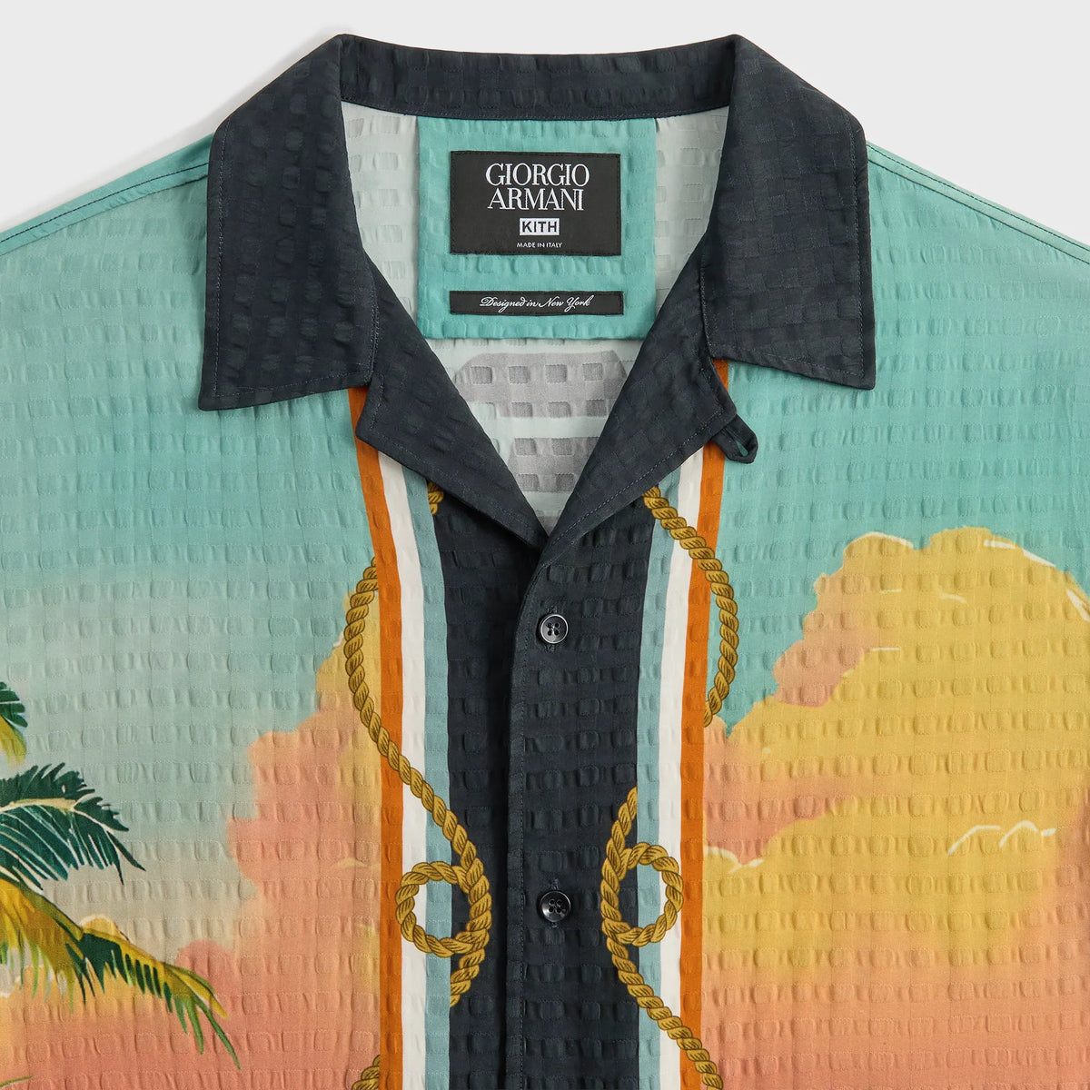 Giorgio Armani & Kith Ornamental Print Long Sleeve Thompson Camp Collar Shirt - Multi