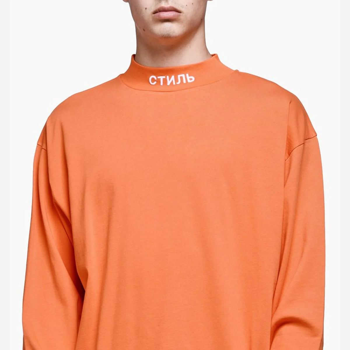 Heron Preston CTNMB Turtle-Neck LS T-Shirt Dark - Orange / White