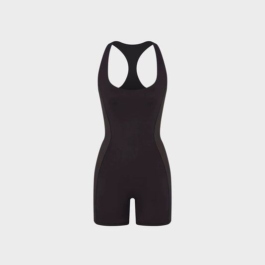 NikeSKIMS Matte Shine Mix T-Back One Piece - Obsidian / Igneous