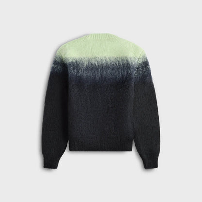 Jil Sander Mohair Jacquard Crewneck Sweater - Mint Green / Navy Blue