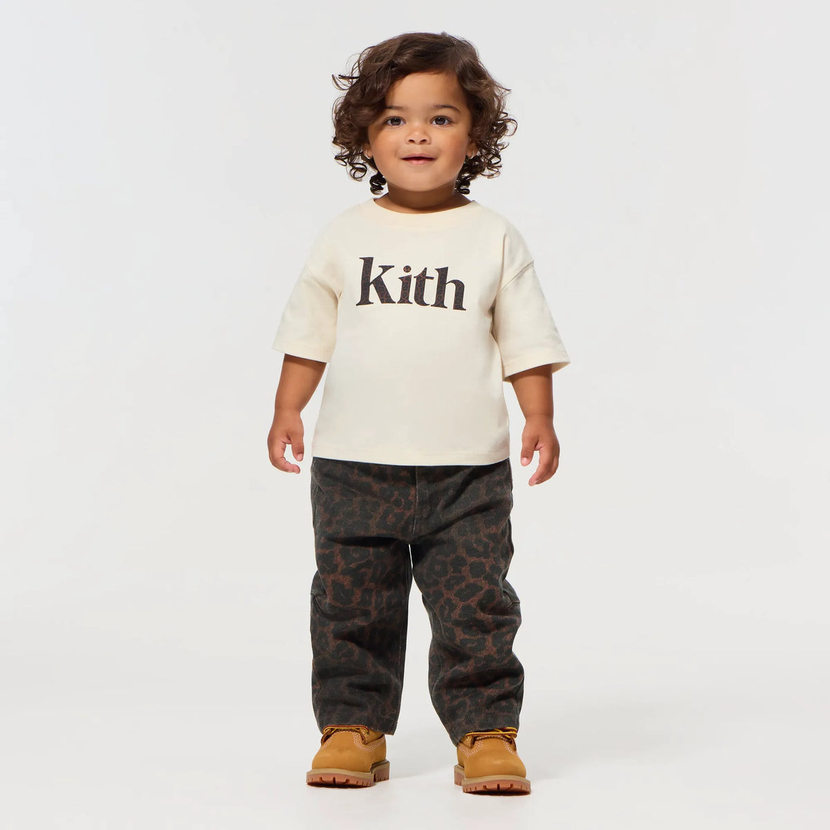 Kith Baby Leopard Kith Serif Leonard Tee - Sandrift