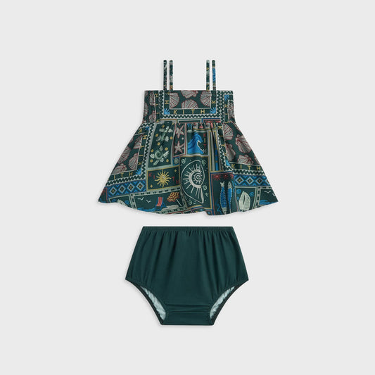 Kith Baby Beach Tile Dress Bloomer Set - Stadium