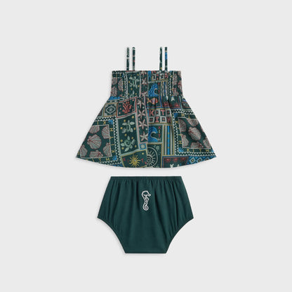Kith Baby Beach Tile Dress Bloomer Set - Stadium