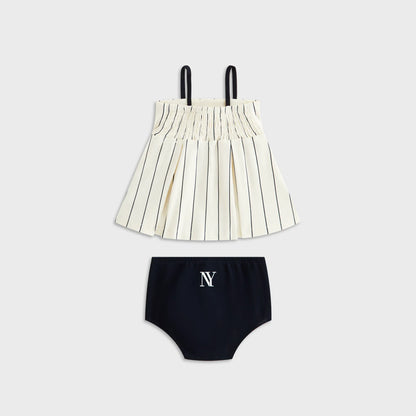 Kith Baby Pinstripe Baseball Dress Bloomer Set - Silk